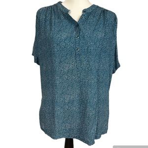 Maeve by Anthropologie teal blue short sleeve blouse henley